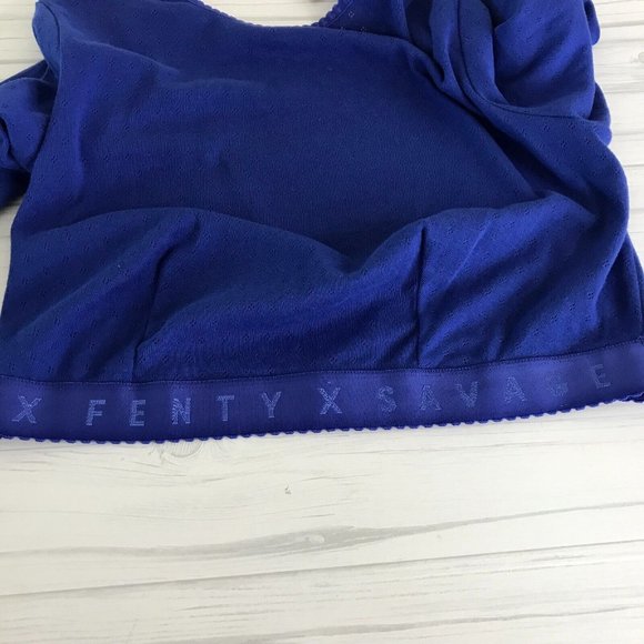 SAVAGE X FENTY Blue Long Sleeve Scoop Back Cropped Sleepwear Top NWT Size 2X - Picture 6 of 11